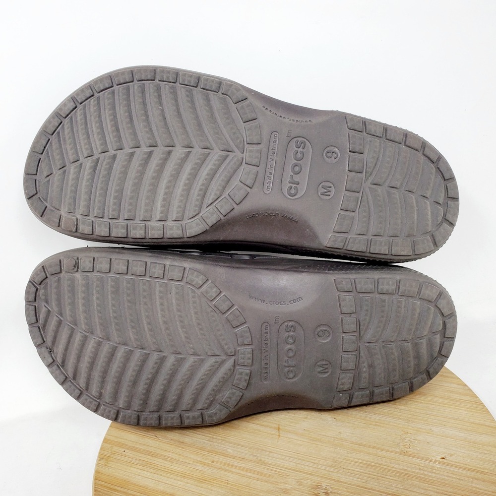 Crocs Yukon Mesa Slide Sandals Mens 9 Brown Leather Slip On Shoes - Picture 11 of 13